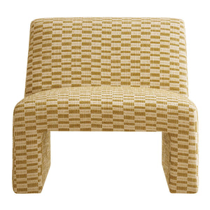 Modway Furniture Amita Modway Checked Woven Armless Accent Chair with Sled Base for Cozy Spaces Yellow EEI-7906-SNR