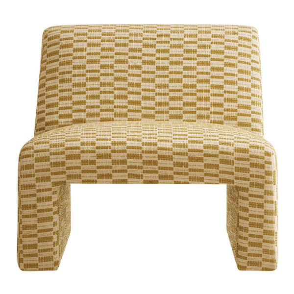Modway Furniture Amita Modway Checked Woven Armless Accent Chair with Sled Base for Cozy Spaces Yellow EEI-7906-SNR