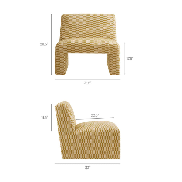 Modway Furniture Amita Modway Checked Woven Armless Accent Chair with Sled Base for Cozy Spaces Yellow EEI-7906-SNR