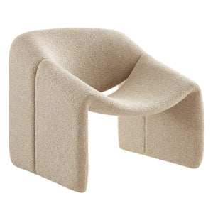 Modway Furniture Vivi Sculptural Looped Fabric Accent Chair with Curved Arms and Architectural Cutout Brown EEI-7907-LIN