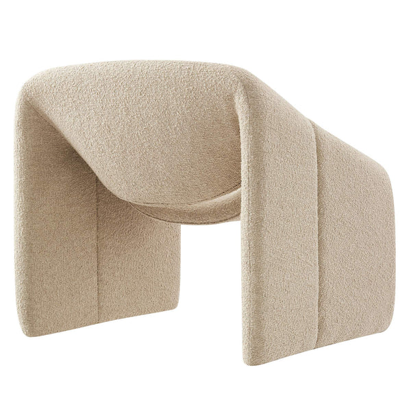 Modway Furniture Vivi Sculptural Looped Fabric Accent Chair with Curved Arms and Architectural Cutout Brown EEI-7907-LIN