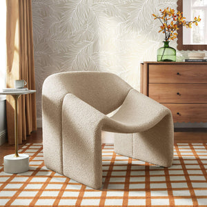 Modway Furniture Vivi Sculptural Looped Fabric Accent Chair with Curved Arms and Architectural Cutout Brown EEI-7907-LIN