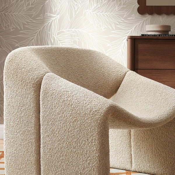 Modway Furniture Vivi Sculptural Looped Fabric Accent Chair with Curved Arms and Architectural Cutout Brown EEI-7907-LIN