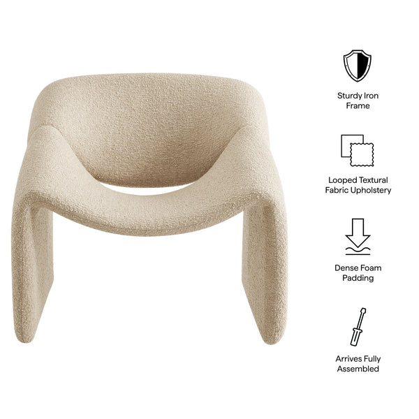 Modway Furniture Vivi Sculptural Looped Fabric Accent Chair with Curved Arms and Architectural Cutout Brown EEI-7907-LIN