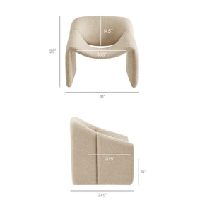 Modway Furniture Vivi Sculptural Looped Fabric Accent Chair with Curved Arms and Architectural Cutout Brown EEI-7907-LIN