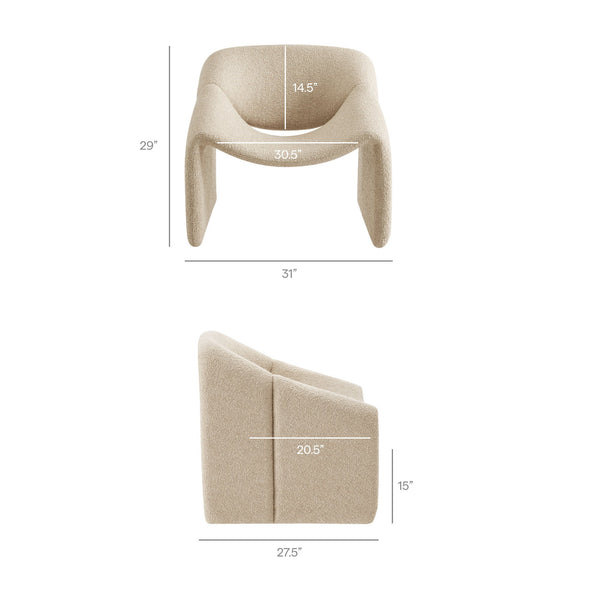 Modway Furniture Vivi Sculptural Looped Fabric Accent Chair with Curved Arms and Architectural Cutout Brown EEI-7907-LIN