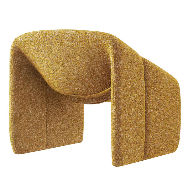 Modway Furniture Vivi Sculptural Looped Fabric Accent Chair with Curved Arms and Architectural Cutout Yellow EEI-7907-MRD