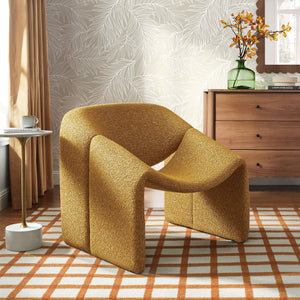 Modway Furniture Vivi Sculptural Looped Fabric Accent Chair with Curved Arms and Architectural Cutout Yellow EEI-7907-MRD