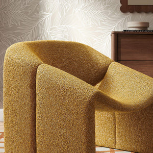 Modway Furniture Vivi Sculptural Looped Fabric Accent Chair with Curved Arms and Architectural Cutout Yellow EEI-7907-MRD