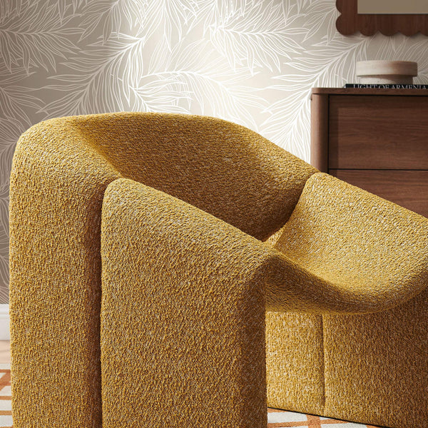 Modway Furniture Vivi Sculptural Looped Fabric Accent Chair with Curved Arms and Architectural Cutout Yellow EEI-7907-MRD