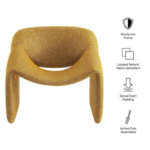 Modway Furniture Vivi Sculptural Looped Fabric Accent Chair with Curved Arms and Architectural Cutout Yellow EEI-7907-MRD