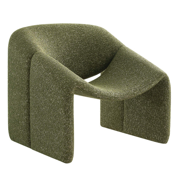Modway Furniture Vivi Sculptural Looped Fabric Accent Chair with Curved Arms and Architectural Cutout Green EEI-7907-OLI