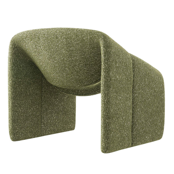 Modway Furniture Vivi Sculptural Looped Fabric Accent Chair with Curved Arms and Architectural Cutout Green EEI-7907-OLI