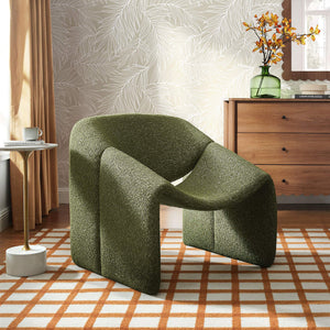 Modway Furniture Vivi Sculptural Looped Fabric Accent Chair with Curved Arms and Architectural Cutout Green EEI-7907-OLI