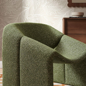 Modway Furniture Vivi Sculptural Looped Fabric Accent Chair with Curved Arms and Architectural Cutout Green EEI-7907-OLI