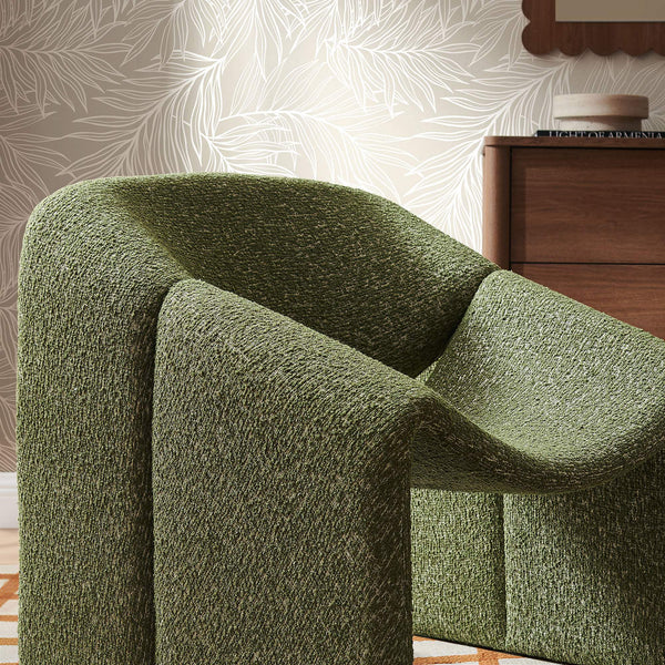 Modway Furniture Vivi Sculptural Looped Fabric Accent Chair with Curved Arms and Architectural Cutout Green EEI-7907-OLI
