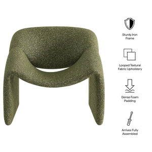 Modway Furniture Vivi Sculptural Looped Fabric Accent Chair with Curved Arms and Architectural Cutout Green EEI-7907-OLI