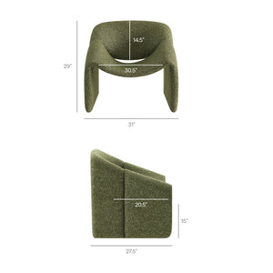 Modway Furniture Vivi Sculptural Looped Fabric Accent Chair with Curved Arms and Architectural Cutout Green EEI-7907-OLI