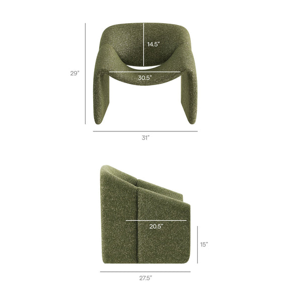 Modway Furniture Vivi Sculptural Looped Fabric Accent Chair with Curved Arms and Architectural Cutout Green EEI-7907-OLI