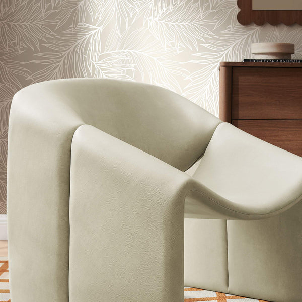 Modway Furniture Vivi Sculptural Vegan Leather Accent Chair with Architectural Cutout for Modern Living Gray EEI-7908-MNL