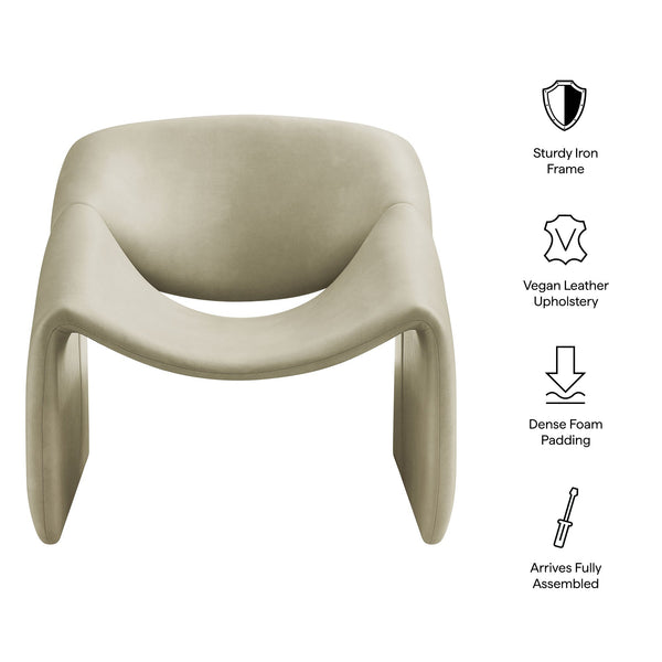 Modway Furniture Vivi Sculptural Vegan Leather Accent Chair with Architectural Cutout for Modern Living Gray EEI-7908-MNL