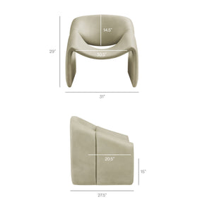 Modway Furniture Vivi Sculptural Vegan Leather Accent Chair with Architectural Cutout for Modern Living Gray EEI-7908-MNL
