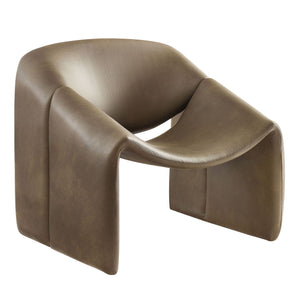 Modway Furniture Vivi Sculptural Vegan Leather Accent Chair with Architectural Cutout for Modern Living Brown - A EEI-7908-MUS