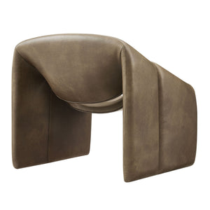 Modway Furniture Vivi Sculptural Vegan Leather Accent Chair with Architectural Cutout for Modern Living Brown - A EEI-7908-MUS