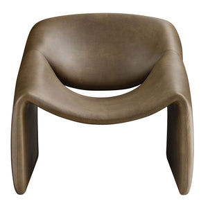 Modway Furniture Vivi Sculptural Vegan Leather Accent Chair with Architectural Cutout for Modern Living Brown - A EEI-7908-MUS