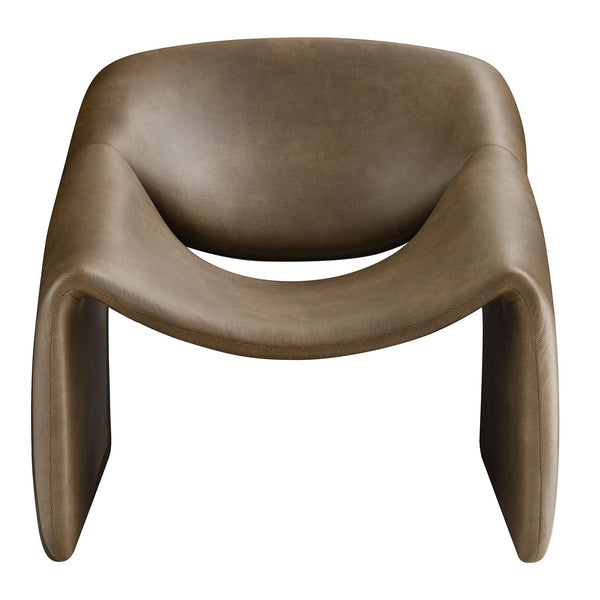 Modway Furniture Vivi Sculptural Vegan Leather Accent Chair with Architectural Cutout for Modern Living Brown - A EEI-7908-MUS