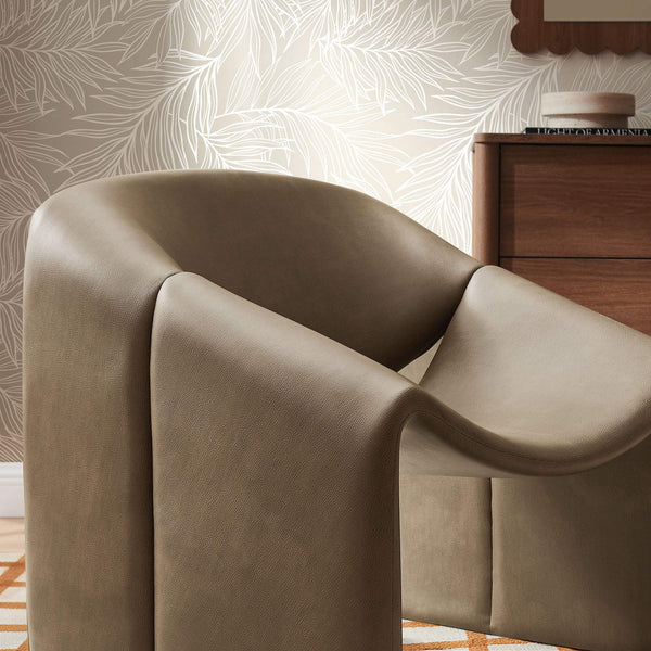 Modway Furniture Vivi Sculptural Vegan Leather Accent Chair with Architectural Cutout for Modern Living Brown - A EEI-7908-MUS