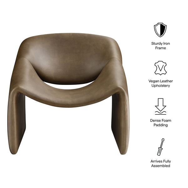Modway Furniture Vivi Sculptural Vegan Leather Accent Chair with Architectural Cutout for Modern Living Brown - A EEI-7908-MUS