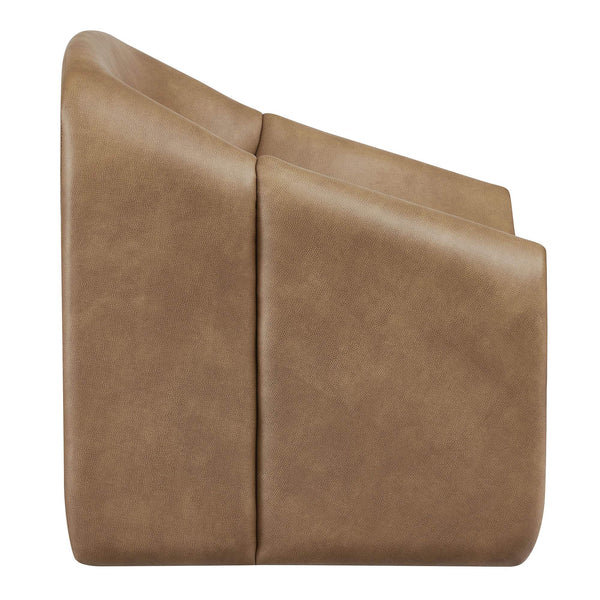 Modway Furniture Vivi Sculptural Vegan Leather Accent Chair with Architectural Cutout for Modern Living Brown - B EEI-7908-TST