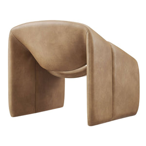 Modway Furniture Vivi Sculptural Vegan Leather Accent Chair with Architectural Cutout for Modern Living Brown - B EEI-7908-TST