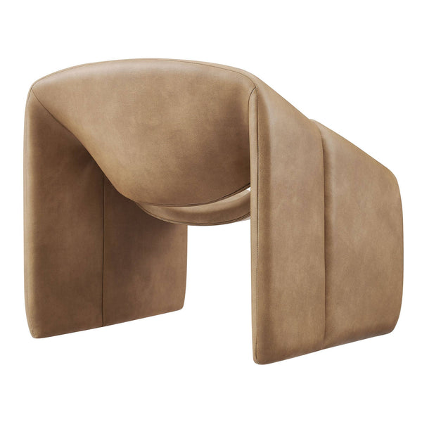 Modway Furniture Vivi Sculptural Vegan Leather Accent Chair with Architectural Cutout for Modern Living Brown - B EEI-7908-TST