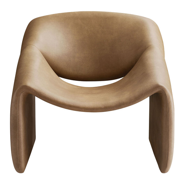 Modway Furniture Vivi Sculptural Vegan Leather Accent Chair with Architectural Cutout for Modern Living Brown - B EEI-7908-TST