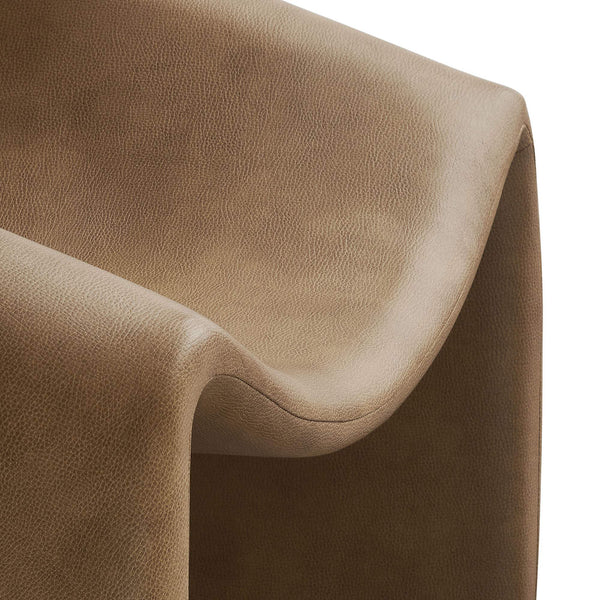 Modway Furniture Vivi Sculptural Vegan Leather Accent Chair with Architectural Cutout for Modern Living Brown - B EEI-7908-TST