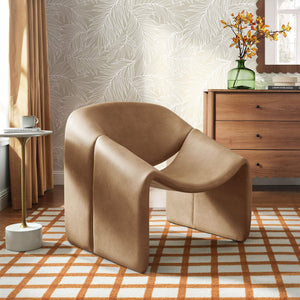Modway Furniture Vivi Sculptural Vegan Leather Accent Chair with Architectural Cutout for Modern Living Brown - B EEI-7908-TST