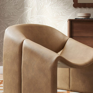 Modway Furniture Vivi Sculptural Vegan Leather Accent Chair with Architectural Cutout for Modern Living Brown - B EEI-7908-TST