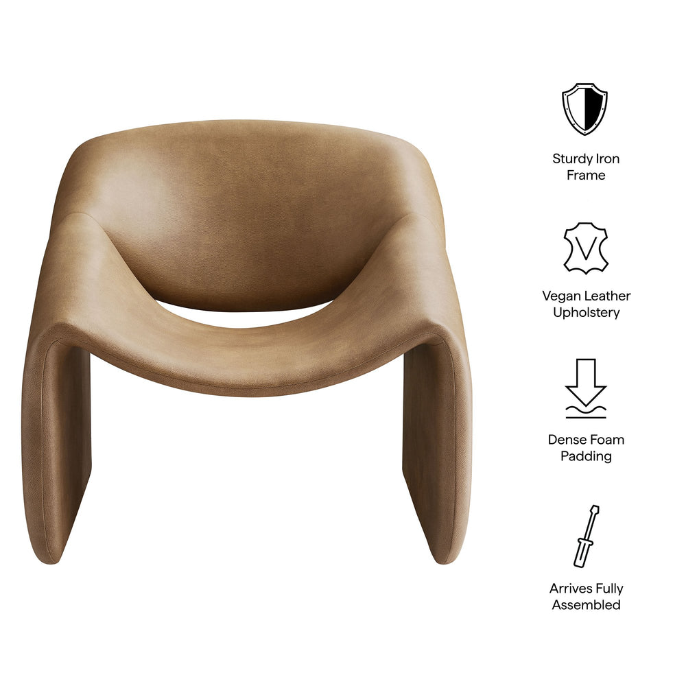 Modway Furniture Vivi Sculptural Vegan Leather Accent Chair with Architectural Cutout for Modern Living Brown - B EEI-7908-TST