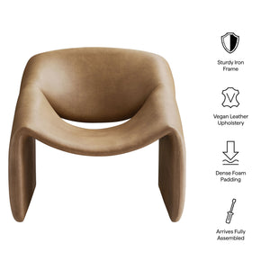 Modway Furniture Vivi Sculptural Vegan Leather Accent Chair with Architectural Cutout for Modern Living Brown - B EEI-7908-TST