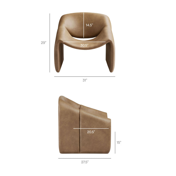 Modway Furniture Vivi Sculptural Vegan Leather Accent Chair with Architectural Cutout for Modern Living Brown - B EEI-7908-TST