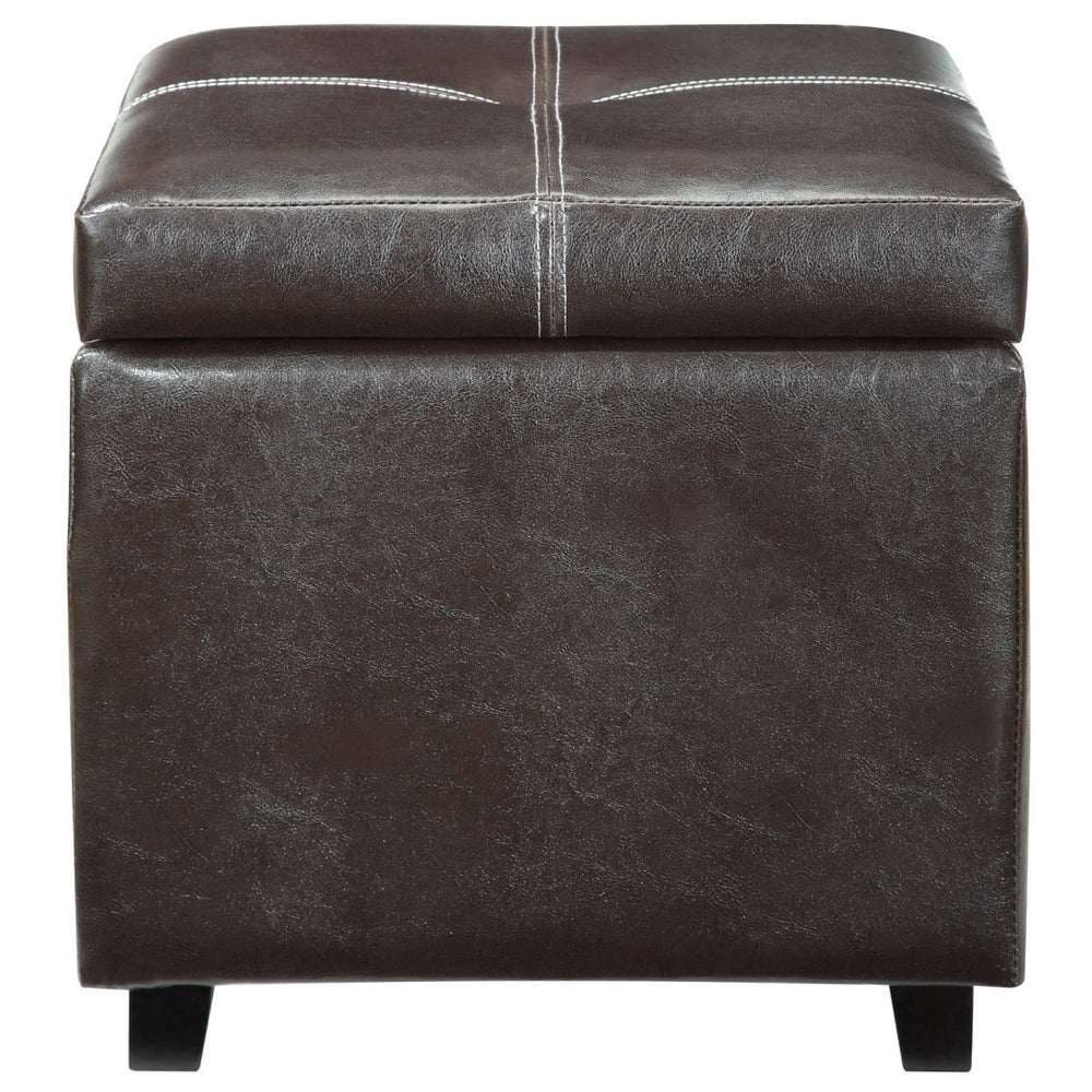 Modway Furniture Treasure Upholstered Vinyl Ottoman - Versatile Espresso Footrest & Storage Solution for Any Space EEI-814-BRN