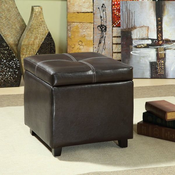 Modway Furniture Treasure Upholstered Vinyl Ottoman - Versatile Espresso Footrest & Storage Solution for Any Space EEI-814-BRN
