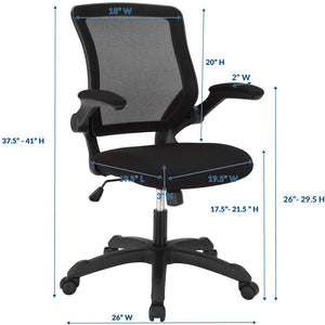 Modway Furniture Veer Mesh Office Chair - Ergonomic, Adjustable, and Breathable Design for Ultimate Work Comfort EEI-825-BLK