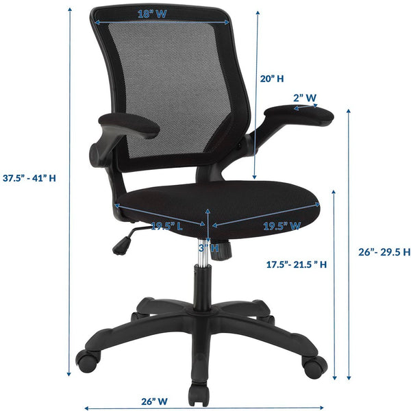 Modway Furniture Veer Mesh Office Chair - Ergonomic, Adjustable, and Breathable Design for Ultimate Work Comfort EEI-825-BLK
