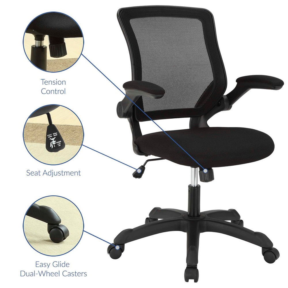 Modway Furniture Veer Mesh Office Chair - Ergonomic, Adjustable, and Breathable Design for Ultimate Work Comfort EEI-825-BLK