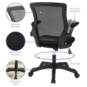 Modway Furniture Veer Mesh Office Chair - Ergonomic, Adjustable, and Breathable Design for Ultimate Work Comfort EEI-825-BLK