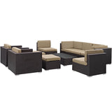 Modway Furniture Avia 10 Piece Outdoor Patio Sectional Set Espresso Mocha 33.5 x 29.5 x 25.5 - 29.5