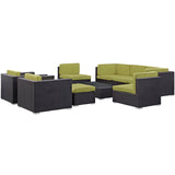 Modway Furniture Avia 10 Piece Outdoor Patio Sectional Set Espresso Peridot 33.5 x 29.5 x 25.5 - 29.5